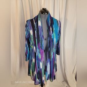 Watercolor Shawl Collar Open Front Tunic Sweater